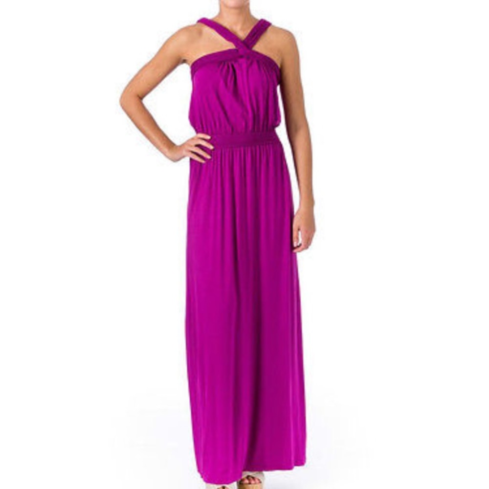 Studio M Purple Fuchsia Halter Long Maxi Dress